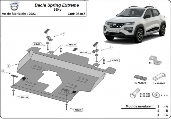 Motor en Versnellingsbak Beschermplaat voor Dacia Spring Extreme