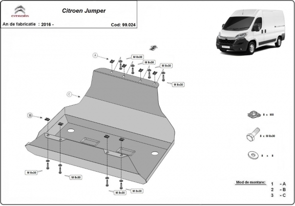 Brandstoftank Beschermplaat voor Citroen Jumper