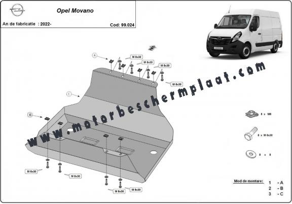 Brandstoftank Beschermplaat voor Opel Movano C 