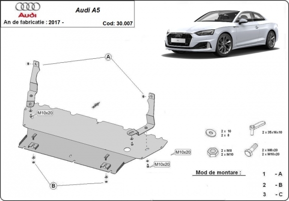Motor en Radiator Beschermplaat voor Audi A5