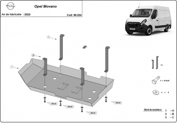 AdBlue tank Beschermplaat voor Opel Movano C 