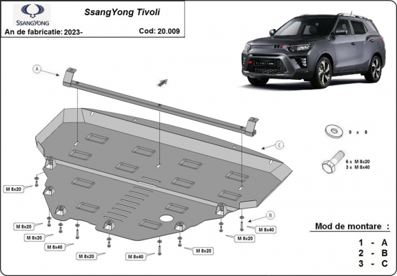 Motor en Radiator Beschermplaat voor SsangYong Tivoli