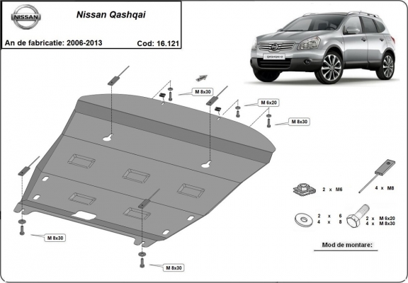 Motor, Versnellingsbak en Radiator Beschermplaat voor Nissan Qashqai J10