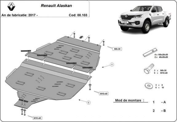Versnellingsbak Beschermplaat voor Renault Alaskan