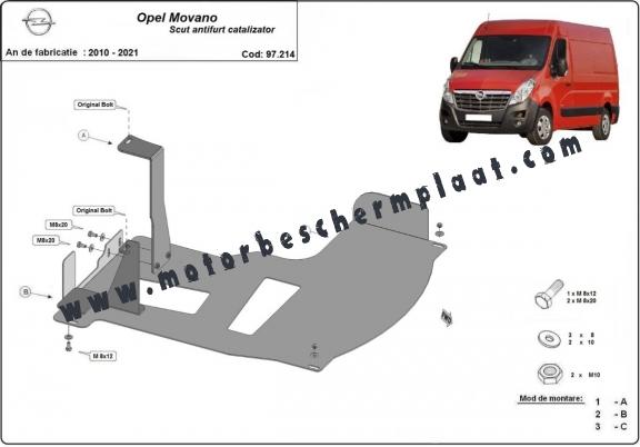 Katalysator/cat lock Beschermplaat voor Opel Movano B 