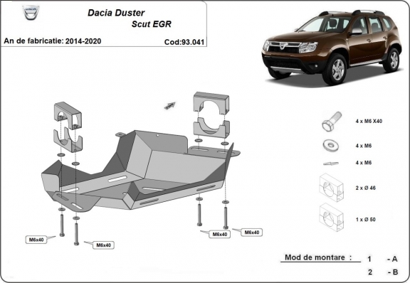 EGR-klep Beschermplaat voor Dacia Duster