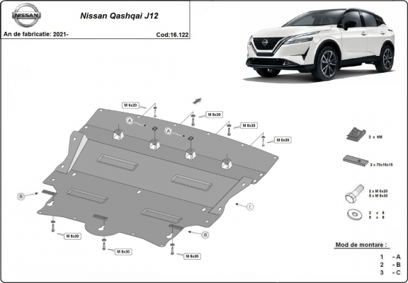 Motor, Versnellingsbak en Radiator Beschermplaat voor Nissan Qashqai J12