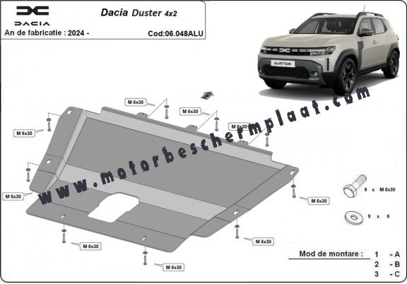 Motor, Versnellingsbak en Radiator aluminium Beschermplaat voor Dacia Duster - 4x2 +4x4