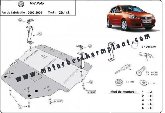 Motor, Versnellingsbak en Radiator Beschermplaat voor Vw Polo - diesel