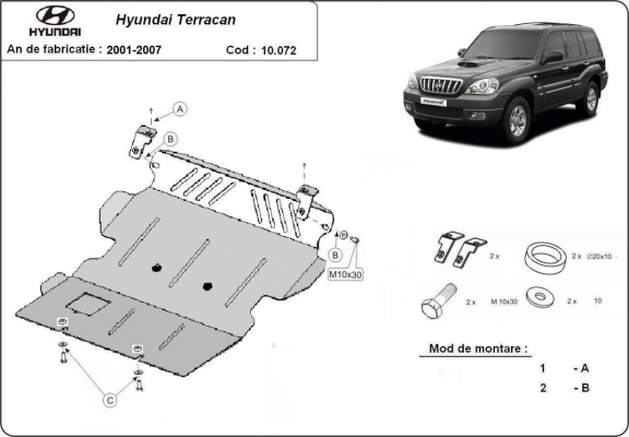Motor en Radiator Beschermplaat voor Hyundai Terracan