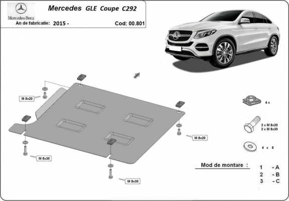 Versnellingsbak Beschermplaat voor Mercedes GLE Coupe C292
