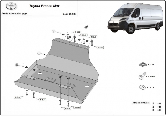Brandstoftank Beschermplaat voor Toyota Proace Max