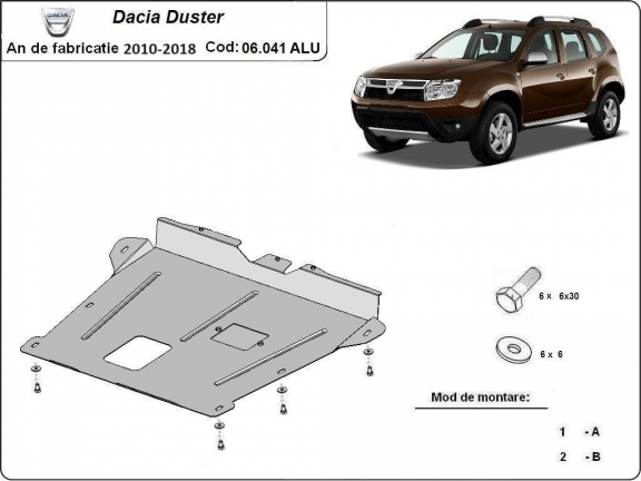 Aluminium Motor, Versnellingsbak en Radiator Beschermplaat voor Dacia Duster