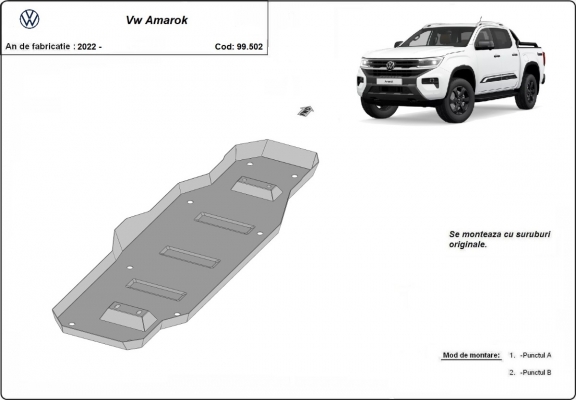 Brandstoftank Beschermplaat voor Volkswagen Amarok 2 (MB3G9A147CF; 2643728)