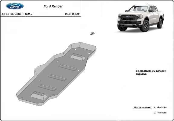 Brandstoftank Beschermplaat voor Ford Ranger (MB3G9A147CF; 2643728)