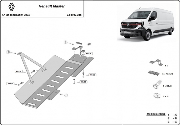 EGR, system STOP&GO, Catalizator Beschermplaat voor Renault Master 4