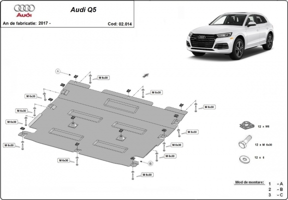 Motor en Radiator Beschermplaat voor Audi Q5