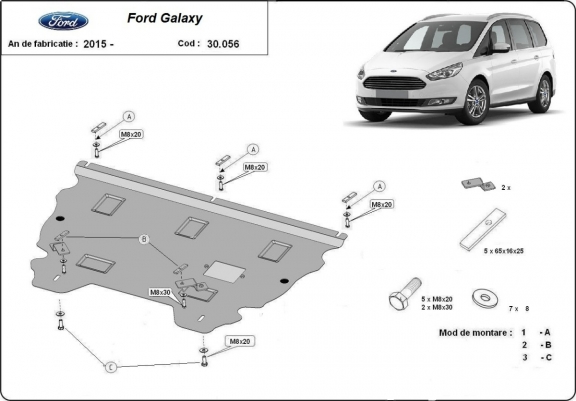 Motor, Versnellingsbak en Radiator Beschermplaat voor Ford Galaxy 3