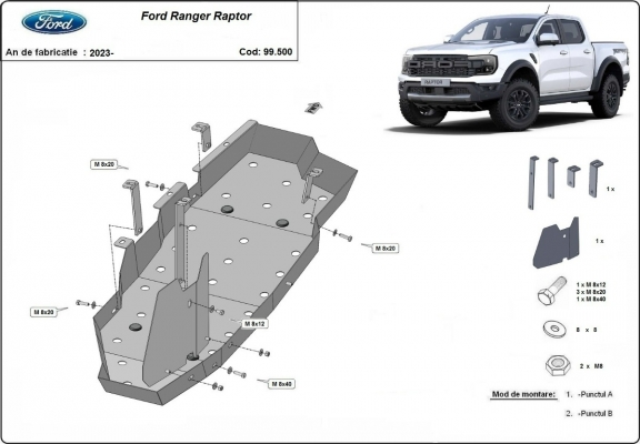 Brandstoftank Beschermplaat voor Ford Ranger Raptor
