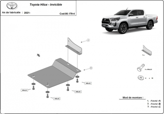 DPF sensoren  aluminium Beschermplaat voor Toyota Hilux