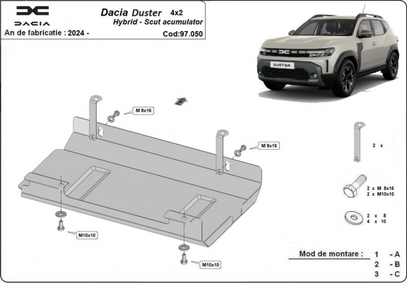 Stalen accubescherming voor Dacia Duster Hybrid
