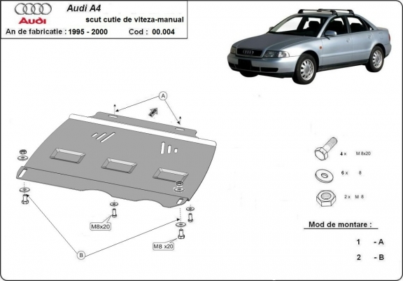 Versnellingsbak Beschermplaat voor Audi A4  B5 - manuelle