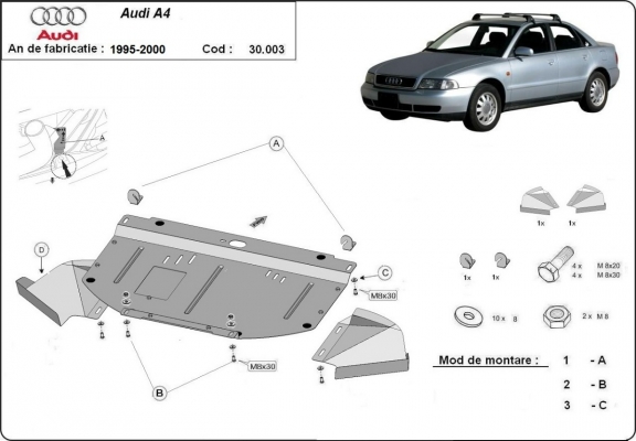 Motor en Radiator Beschermplaat voor Audi A4 B5