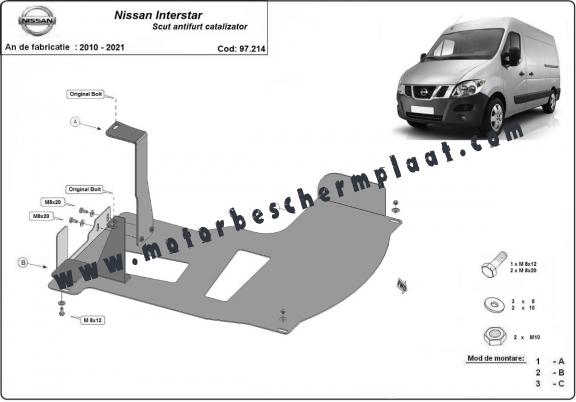 Katalysator/cat lock Beschermplaat voor Nissan Interstar
