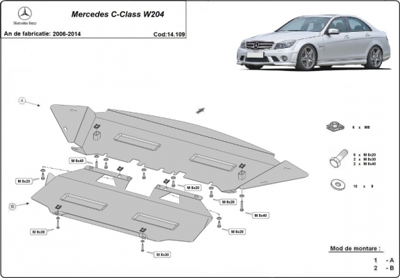 Motor Beschermplaat voor Mercedes C-Class W204
