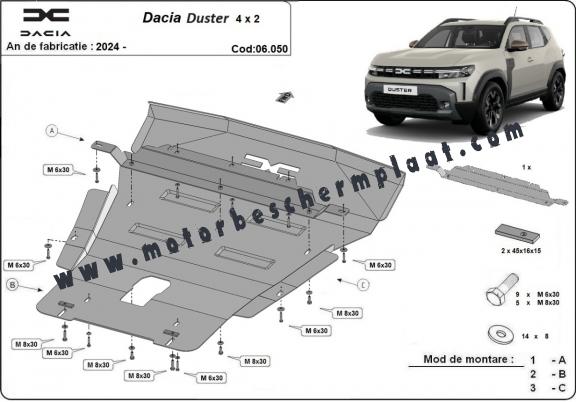 Motor en Versnellingsbak Beschermplaat voor Dacia Duster - 4x2