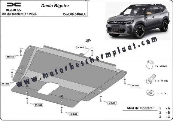 Motor, Versnellingsbak en Radiator aluminium Beschermplaat voor Dacia Bigster - 4x4 + 4x2