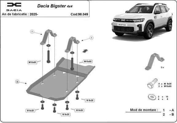 Differentieel Beschermplaat - voor Dacia Bigster 4x4