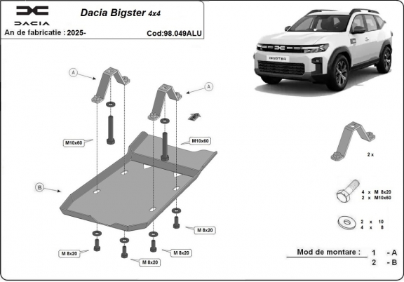 Differentieel Beschermplaat voor Dacia Bigster 4x4
