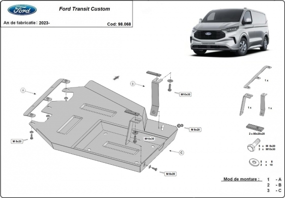 AdBlue tank Beschermplaat voor Ford Transit Custom