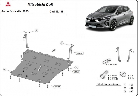 Motor, Versnellingsbak en Radiator Beschermplaat voor Mitsubishi Colt