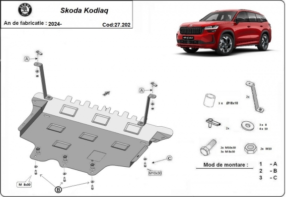 Motor, Versnellingsbak en Radiator Beschermplaat voor Skoda Kodiaq