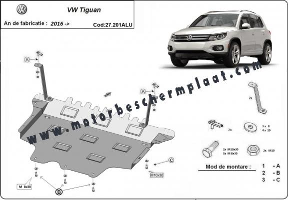 AluminiumMotor, Versnellingsbak en Radiator Beschermplaat voor VW Tiguan