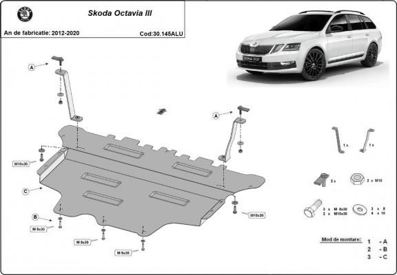Aluminium Motor en Versnellingsbak Beschermplaat voor Skoda Octavia 3