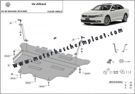 Aluminium Motor, Versnellingsbak en Radiator Beschermplaat voor VW Passat Alltrack