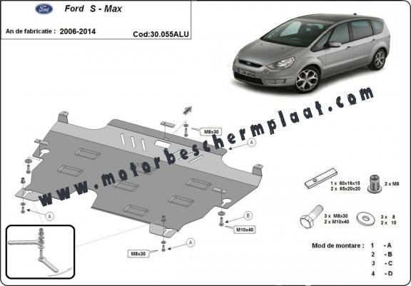 Aluminium Motor, Versnellingsbak en Radiator Beschermplaat voor Ford S-Max