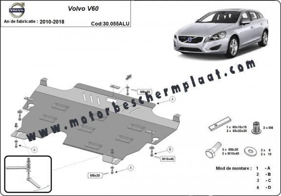 Aluminium Motor, Versnellingsbak en Radiator Beschermplaat voor Volvo V60