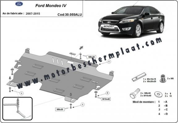 Aluminium Motor, Versnellingsbak en Radiator Beschermplaat voor Ford Mondeo 4