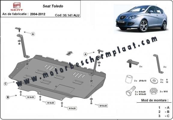 Aluminium Motor, Versnellingsbak en Radiator Beschermplaat voor Seat Toledo 3