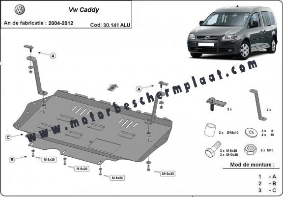 Aluminium Motor, Versnellingsbak en Radiator Beschermplaat voor VW Caddy