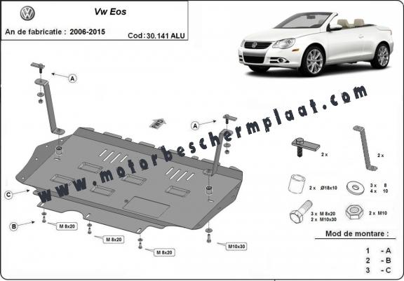 Aluminium Motor, Versnellingsbak en Radiator Beschermplaat voor VW Eos