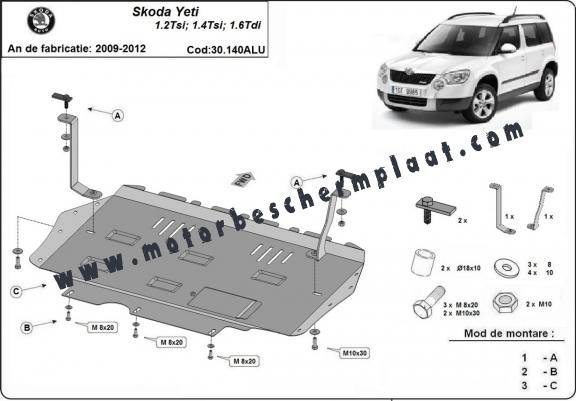 Aluminium Motor, Versnellingsbak en Radiator Beschermplaat voor Skoda Yeti