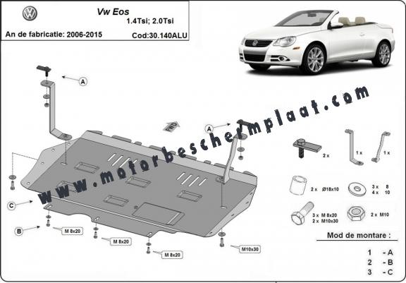 Aluminium Motor, Versnellingsbak en Radiator Beschermplaat voor Volkswagen Eos