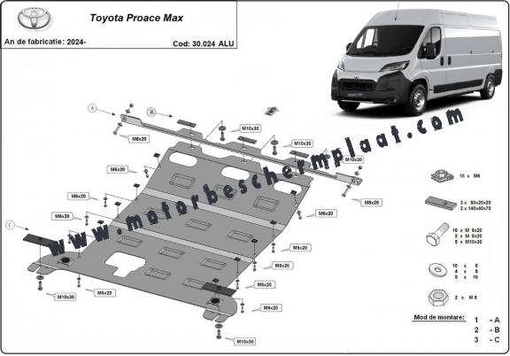 Aluminium Motor Beschermplaat voor Toyota Proace Max