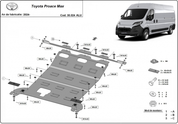 Aluminium Motor Beschermplaat voor Toyota Proace Max