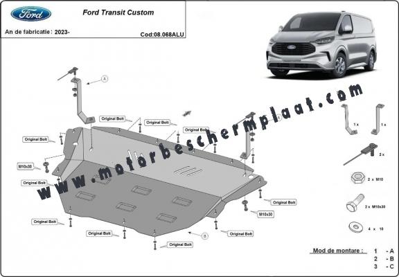 Aluminium Motor en Versnellingsbak Beschermplaat voor Ford Transit Custom